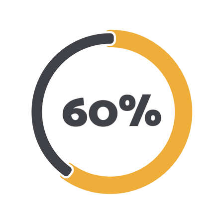 60 percent chart. Vector percentage infographics. Circle isolated icon. Sign for download, growth, progress, business, finance, designのイラスト素材