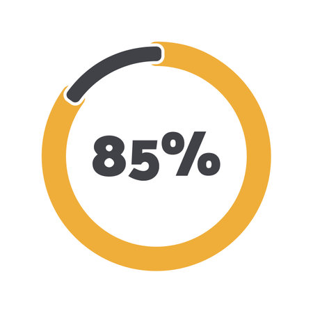 85 percent chart. Vector percentage infographics. Circle isolated icon. Sign for download, growth, progress, business, finance, designのイラスト素材