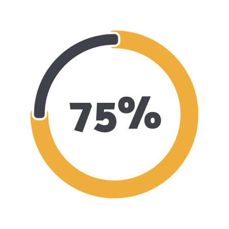 75 percent chart. Vector percentage infographics. Circle isolated icon. Sign for download, growth, progress, business, finance, designのイラスト素材