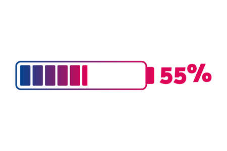 55% chart. Vector percentage infographics. Isolated gradient icon. Sign for download, battery charge, growth, progress, business, designのイラスト素材