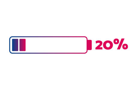 20 percent chart. Vector percentage infographics. Isolated gradient icon. Sign for download, battery charge, growth, progress, business, designのイラスト素材