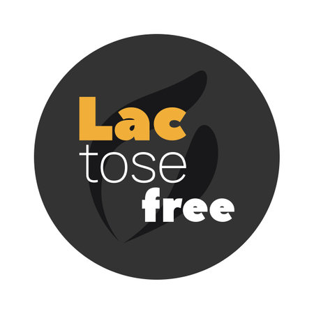 Lactose free vector icon. Isolated circle label, symbol for food, product sticker, allergy, diet, eating, design elementのイラスト素材