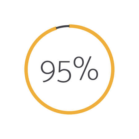95 percent chart. Vector percentage infographic element. Yellow isolated icon. Sign for download, growth, progress, business, finance, designのイラスト素材