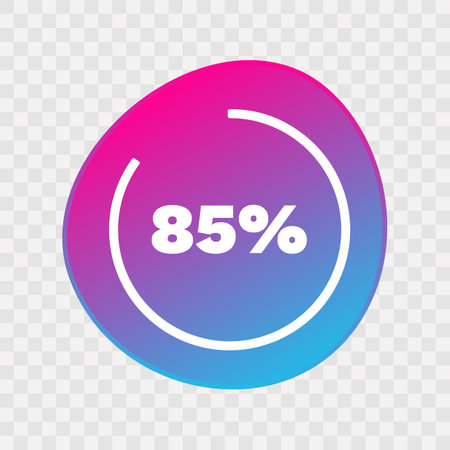 85 percent chart. Vector percentage infographic element. Gradient icon isolated on transparent background. Sign for download, growth, progress, business, finance, designのイラスト素材