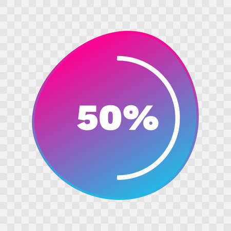 50 percent chart. Vector percentage infographic element. Gradient icon isolated on transparent background. Sign for download, growth, progress, business, finance, designのイラスト素材