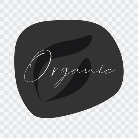 organic vector icon. Gray white isolated sign on transparent background. Illustration symbol for food, product, sticker, label, healthy eating, lifestyle, design elementのイラスト素材