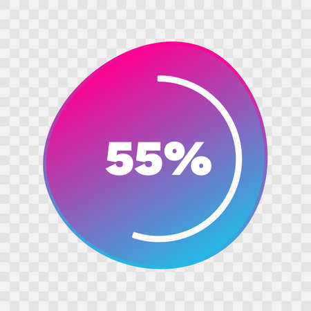 55% chart. Vector percentage infographic element. Gradient icon isolated on transparent background. Sign for download, growth, progress, business, finance, designのイラスト素材