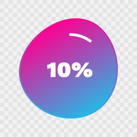 10 percent chart. Vector percentage infographic element. Gradient icon isolated on transparent background. Sign for download, growth, progress, business, finance, designのイラスト素材
