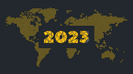 2023 vector icon. world map background. Element for business, web design, infographic, new yearのイラスト素材