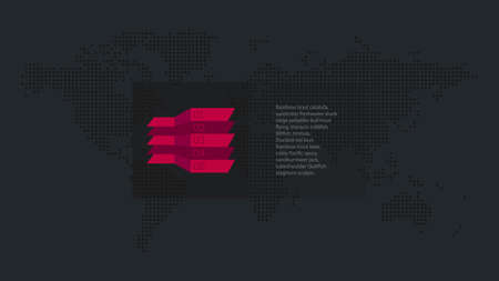 Vector infographic elements for business, presentation, web design, landing page, template, sample text. 5 steps with world map dotted background. gray pink illustrationのイラスト素材