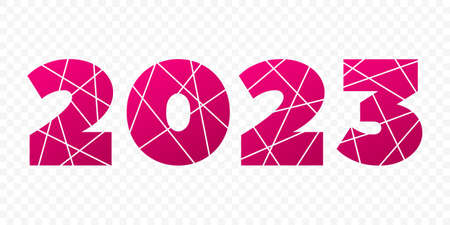 2023 New Year vector icon. Pink gradient symbol isolated on transparent background. Sign for web design, infographic element, decoration, event, celebration, winter holidayのイラスト素材