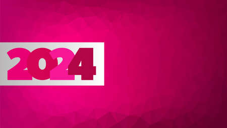 2024 year vector icon with pink low poly background. Element for business, web design, infographic, event, celebration, congratulation, page, presentation, calendar, winter holidayのイラスト素材