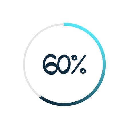 60 percent chart. Vector percentage infographic element. Blue isolated icon. Sign for download, growth, progress, business, finance, designのイラスト素材