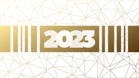 2023 New Year vector icon with gold gradient poly background. Element for web design, event, celebration, decoration, congratulation, winter holidayのイラスト素材