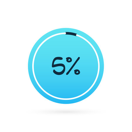 5 percent chart. Vector percentage infographic element. Blue circle isolated icon. Sign for download, growth, progress, business, finance, designのイラスト素材