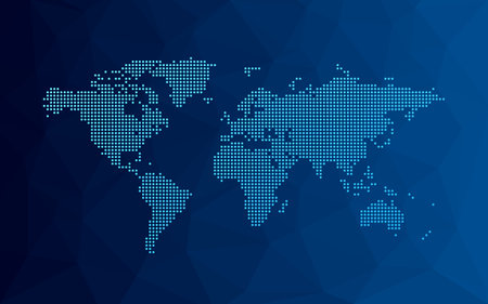 Vector world map infographic symbol. Blue gradient vector polygonal pattern. international global illustration sign. Element for business, web design, presentation, mediaのイラスト素材