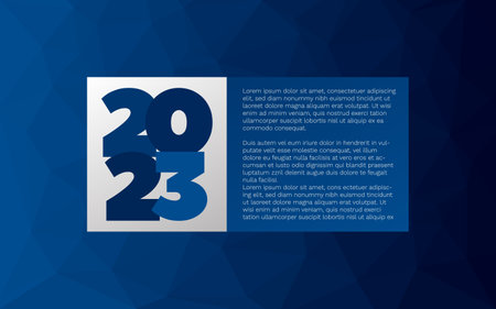 2023 year vector icon with blue low poly background. Element for business, web design, infographic, event, celebration, congratulation, page, presentation, calendar, winter holidayのイラスト素材