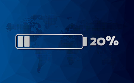 20 percent chart. Infographic vector icon with blue low poly background. Element for progress, growth, download, business, finance, web design, presentationのイラスト素材