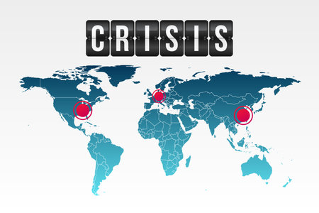 crisis vector illustration. Symbol with World Map for infographics, economy, information, report, design element, icon, signのイラスト素材