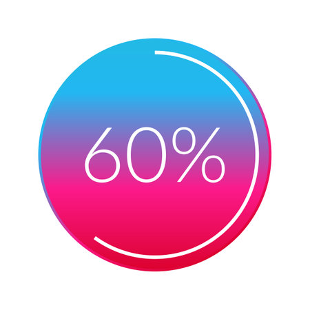 60 percent circle chart, isolated symbol. vector gradient element. Percentage infographic sign. Illustration, icon for business, finance, progress, report, web design, downloadのイラスト素材