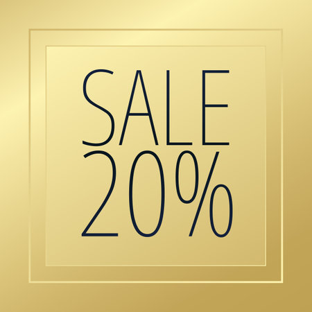 Sale 20 percent. Vector gold gradient background. Golden illustration for business, shopping, advertising, web, design, frame, marketing, retailのイラスト素材