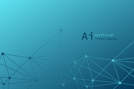 Artificial Intelligence. Triangle gradient background. Abstract network pattern. Machine deep learning. Smart digital technology. AI vector illustration. blue design elementのイラスト素材