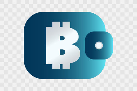 Wallet for cryptocurrency on transparent background. Blockchain technology. Bitcoin symbol. Virtual money for business, finance, digital global trade, payment, worldwide, exchangeのイラスト素材