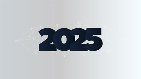 2025 New Year symbol. Triangle network pattern. Vector illustration for winter holiday, celebration,...