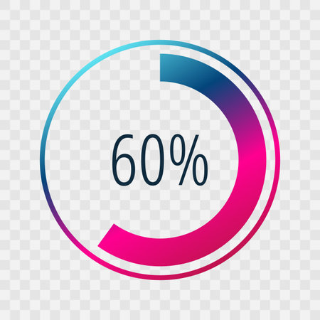 60 percent circle chart, isolated symbol. Vector gradient element. Infographic sign. Illustration,...