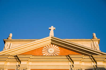 roof-top detail of a chapel in Antibes, Mediterranean Franceの写真素材