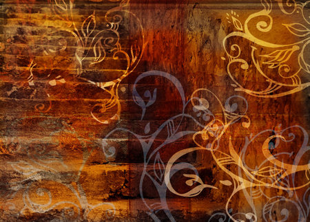 orange stairs texture with swirls and design elementsの写真素材