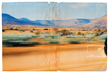 Illustration of a South-African semi-dessert viewed out of the carの写真素材