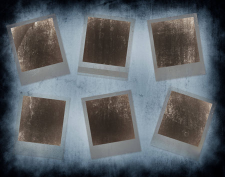 Set of 6 instant photo frames with grunge texture and interesting detail