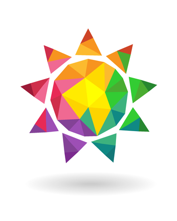 Colorful low poly sun as summer symbolのイラスト素材