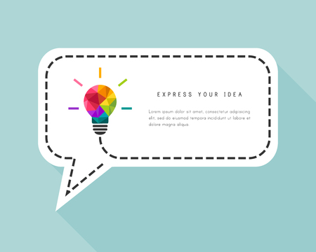 Speech bubble and colorful light bulb conceptのイラスト素材