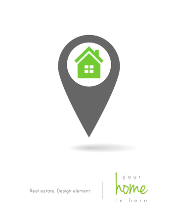 Real estate concept with house as map pin designのイラスト素材