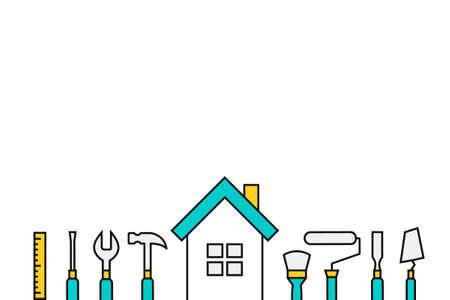 House with tools concept. Copy space, isolated on white background.のイラスト素材
