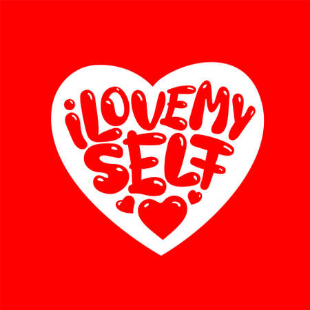 I love myself written inside heart shape as self love conceptのイラスト素材