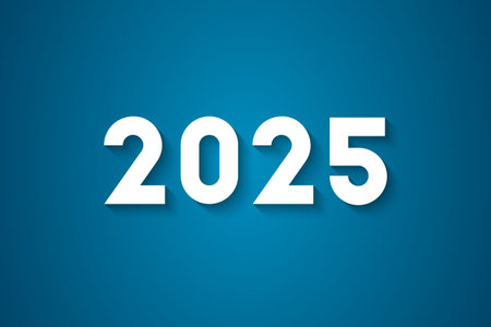 2025 as white and bold number with shadow centered on a gradient blue background