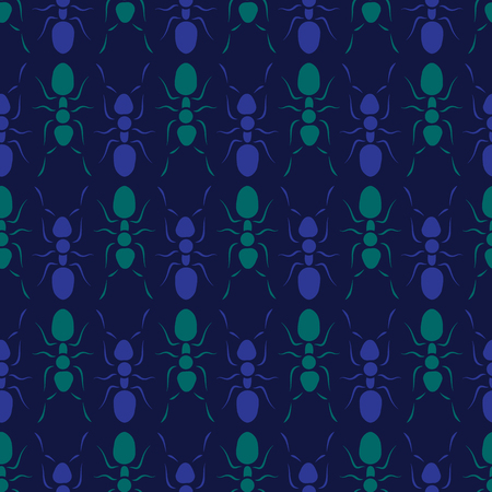 Regular Ant Seamless Pattern in Colors Representing Teamwork. Colorful Nature inspired Wallpaperのイラスト素材