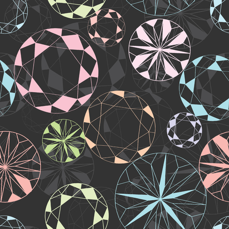 Colorful Diamond Seamless Pattern on Dark Greyのイラスト素材