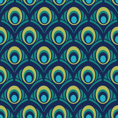 Peacock Feather Ornamental Multi Colored Seamless Pattern for Giftwrap, Backdrop, Wallpaperのイラスト素材