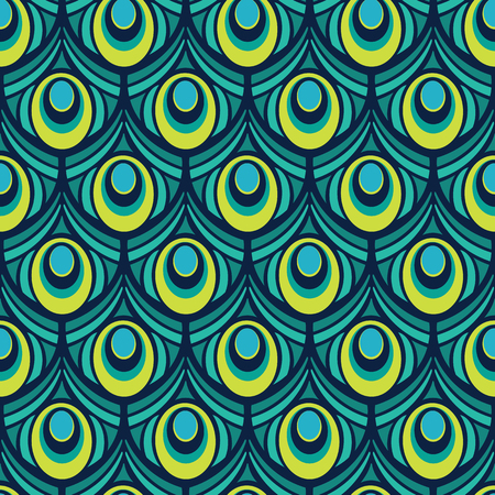 Bright Decorative Peacock Feather Seamless Pattern for Giftwrap, Backdrop, Wallpaperのイラスト素材
