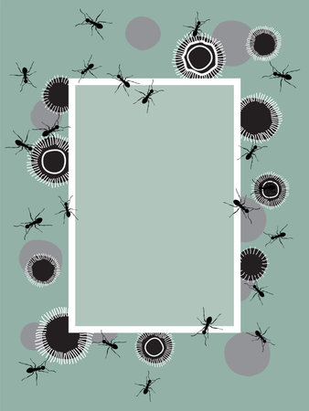 Abstract Ant Vector Design Frame on Mint. Template for invitation or greeting cardのイラスト素材