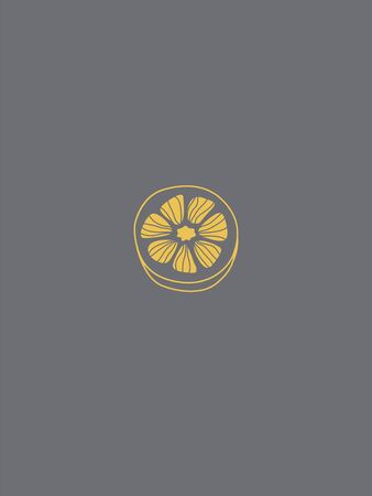 Yellow Citrus Vector Graphic Design Drawing on Grey Backgroundのイラスト素材