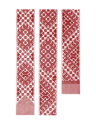 Ethnic Latvian Sign Ornament. Ledmane Belt Drawing in Red