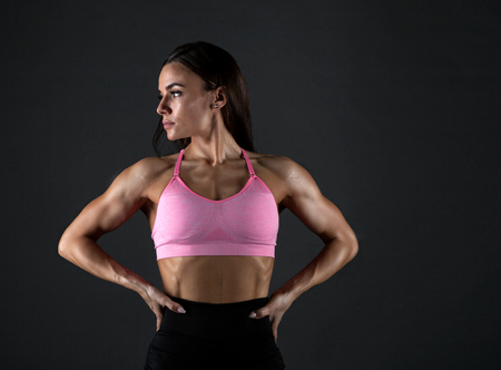 attractive fitness woman, trained female body, lifestyle portrait, caucasian model.の写真素材