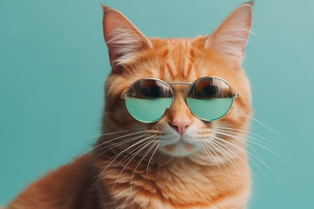 funny cat posing in sunglassesの素材