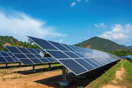 Solar panel, photovoltaic, alternative electricity source - concept of sustainable resourcesの素材