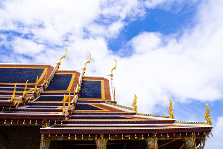 Golden roof with pattern in grand palace bangkok